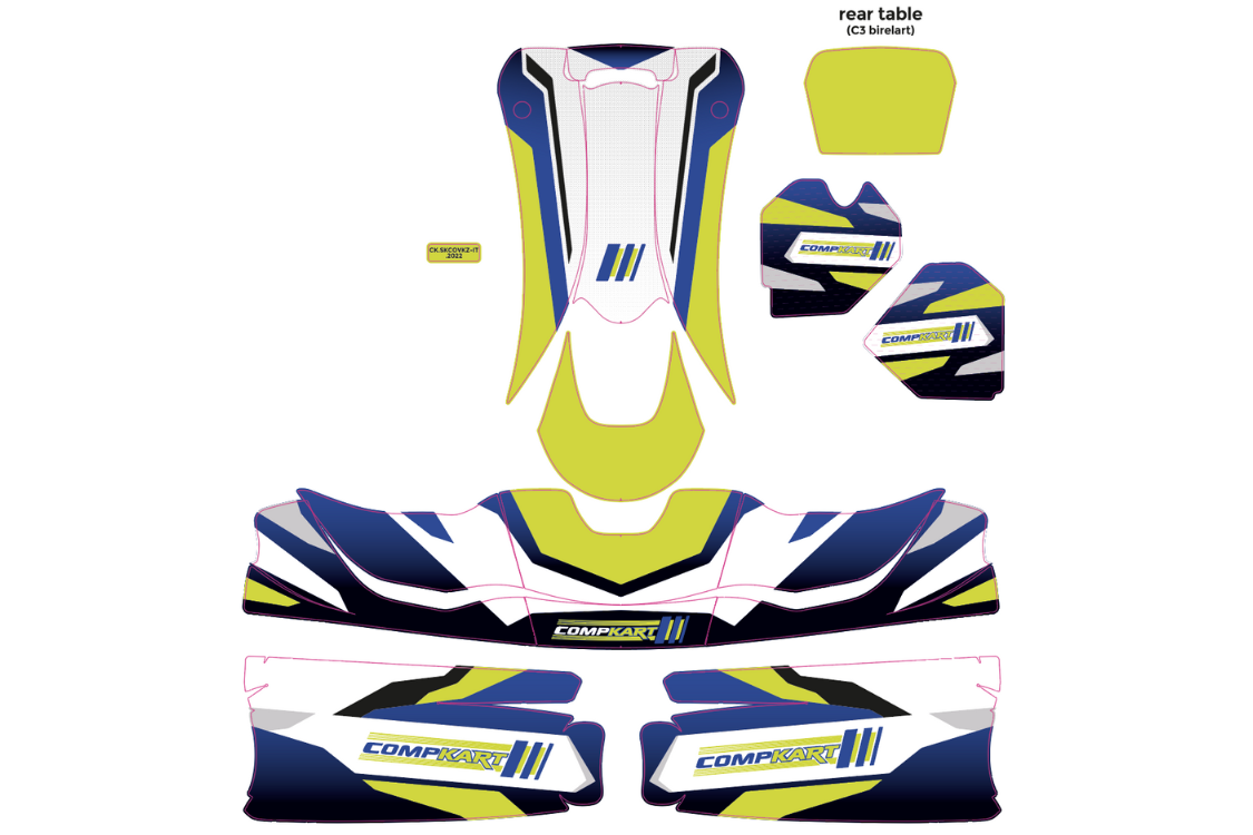 COMPKART KZ  STICKERS COMPLETE - FRONT POD 507, PANEL 508, FL